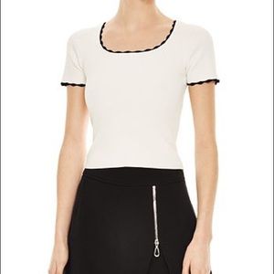 Sandro Bali Scalloped Knit Cropped Top